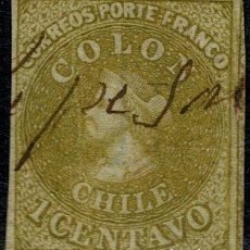 Sellos: STAMPS SELLOS CHILE 1861- 1867 CRISTOBAL COLON YVERT 7 COLOMB 1 CENTAVO. Lote 363840910