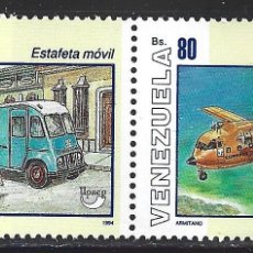 Sellos: VENEZUELA 1719/20** - AÑO 1995 - AMERICA - UPAEP - TRANSPORTE POSTAL - AUTOMOVILES - AVIONES