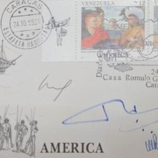 Sellos: D)1991, VENEZUELA, FIRST DAY COVER, AMÉRICA UPAEP ISSUE, THE VOYAGES OF DISCOVERY. PICTURES BY PEDRO