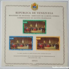 Sellos: VENEZUELA AÑO 1962 HOJITA YVERT N°6 NUEVA SIN FIJASELLOS