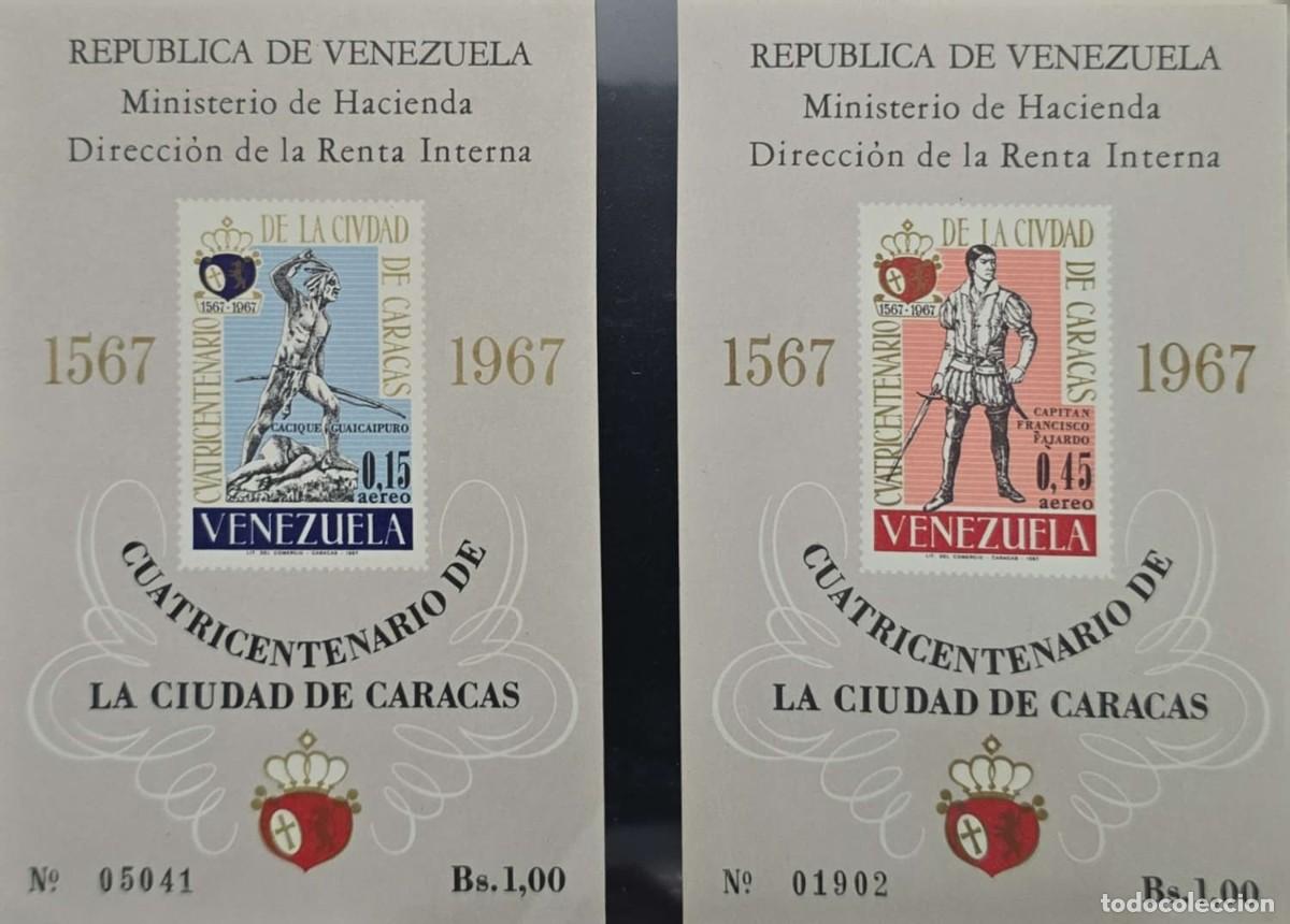 Sellos: O) 1967 VENEZUELA, STATUE OF CHIEF GUAICAIPURO, CAPTAIN FRANCISCO FAJARDO, ANNIVERSARY OF THE FOUND