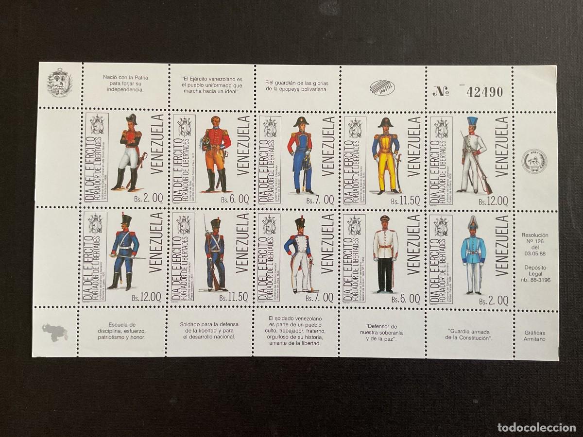 Sellos: VENEZUELA N&ordm; YVERT 1398/7***MINIPLIEGO A&Ntilde;O 1988. UNIFORMES MILITARES