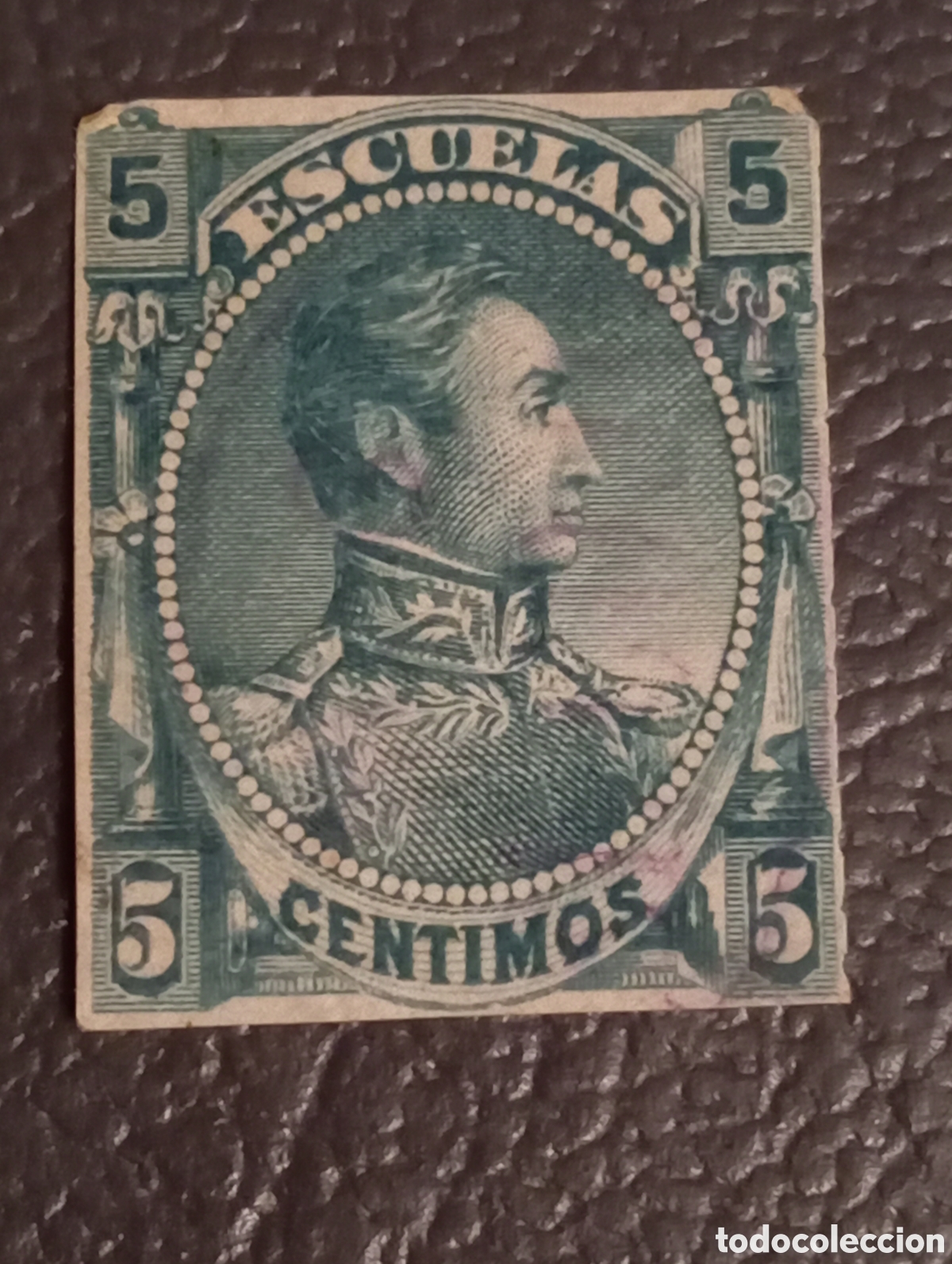 Sellos: Venezuela 1893 - Sello Escuelas 5 C&eacute;ntimos Verde - Scott #128