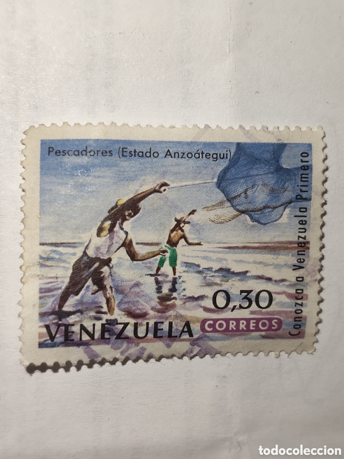 Sellos: Sello de Venezuela pescadores del estado de Anzoategui 1964 usado