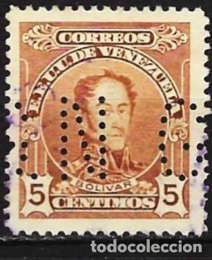 Sellos: Venezuela 1925 - Mi xxx - YT S46 - Simon Bolivar ( Servicio ) Perforado G.N.