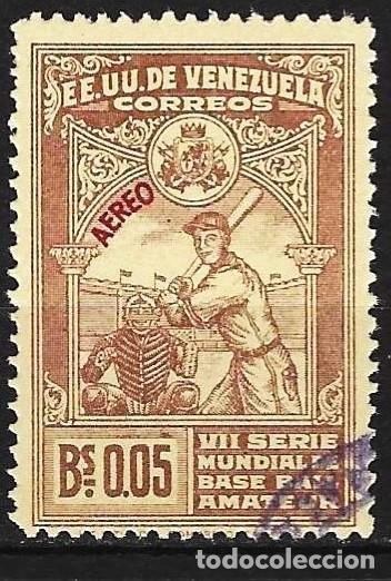Sellos: Venezuela 1944 - Mi 415 - YT A 186 - Deporte : B&eacute;isbol ( A&eacute;reo )