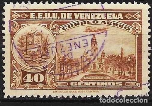 Sellos: Venezuela 1938 - Mi 261 - YT A 107 - El Pante&oacute;n Nacional ( A&eacute;reo )