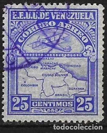 Sellos: Venezuela 1930 - Mi 123 - YT A 4 - Avi&oacute;n y mapa del pa&iacute;s ( A&eacute;reo )