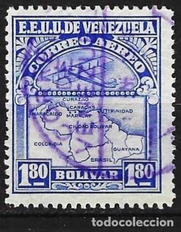 Sellos: Venezuela 1932 - Mi 161 - YT A 27 - Avi&oacute;n y mapa del pa&iacute;s ( A&eacute;reo )