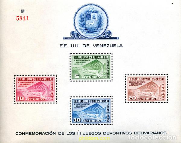 Sellos: 681635 HINGED VENEZUELA 1952 3 JUEGOS DEPORTIVOS BOLIVARIANOS
