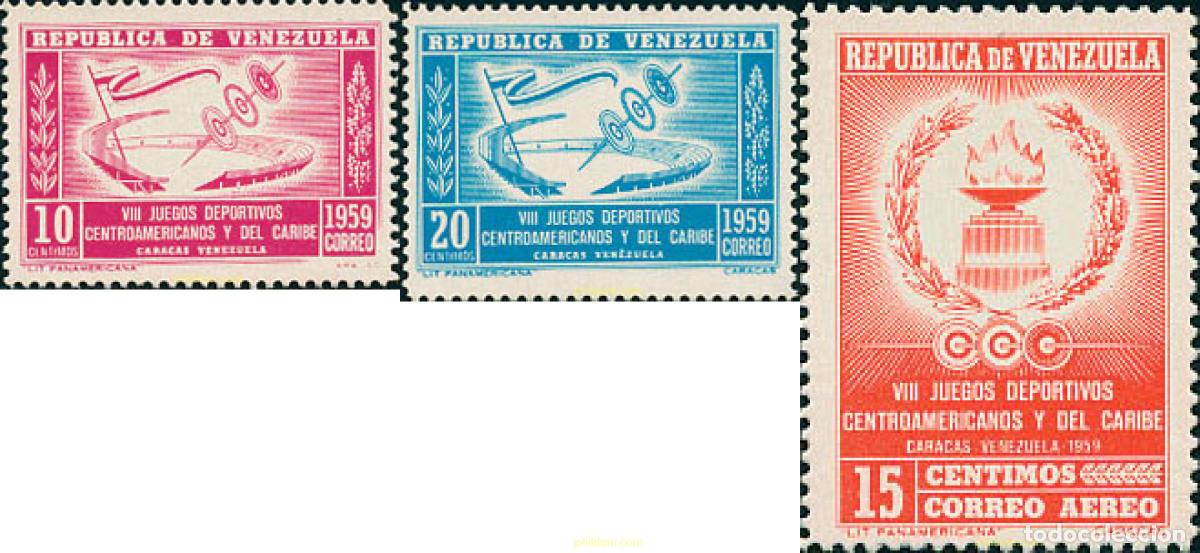 Sellos: 678953 MNH VENEZUELA 1959 8 JUEGOS DEPORTIVOS CENTROAMERICANOS Y DEL CARIBE