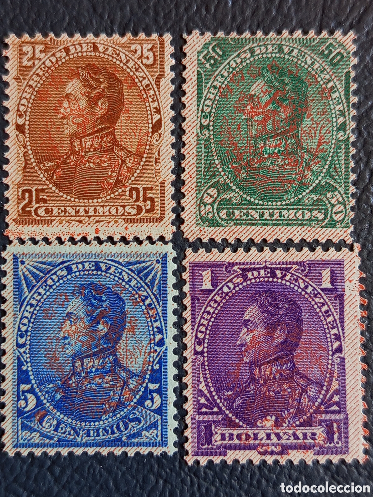 Stamps: Venezuela 1882 Bol&iacute;var ABNC Grabado Rojo 4 Val. MH Serie Completa