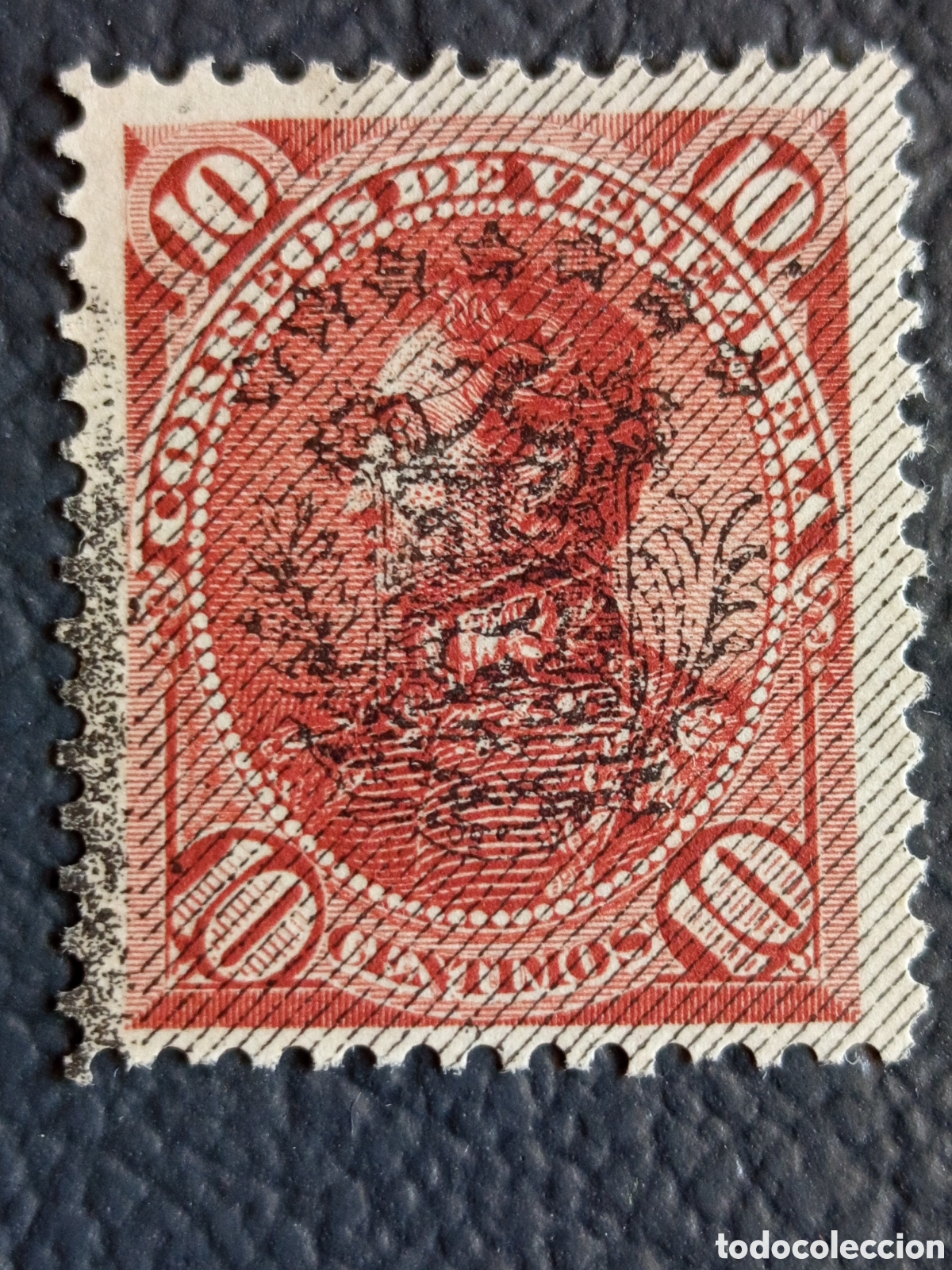 Sellos: Venezuela 1882 10c Rojo Sobrecarga Escudo Negro MH Scott Correos