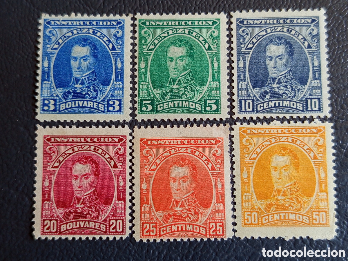 Briefmarken: Venezuela 1893 Instruccion Bol&iacute;var 6 sellos MH-MNH Scott 126-131Revenue set