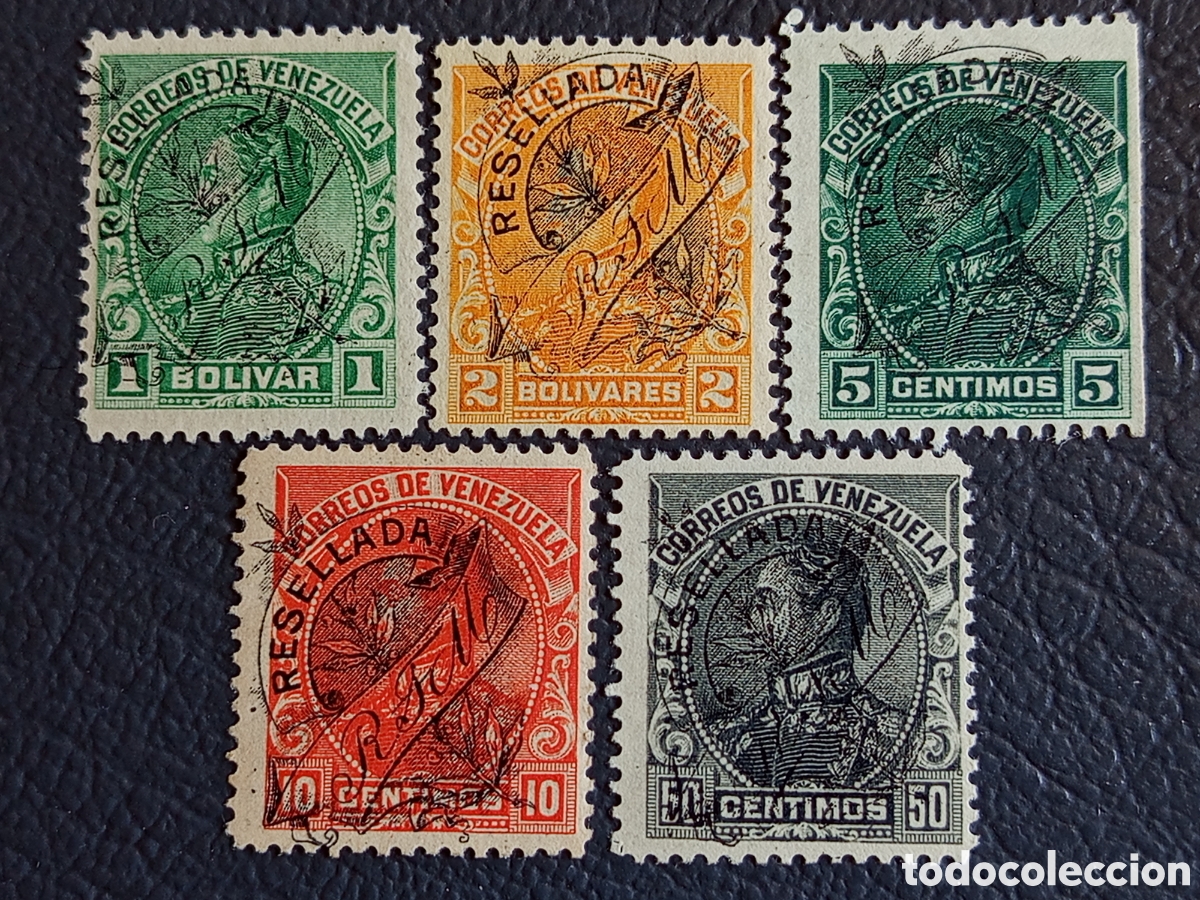 Sellos: Venezuela 1900 Resellada RTM 5 sellos MH Scott 150-154 Bol&iacute;var