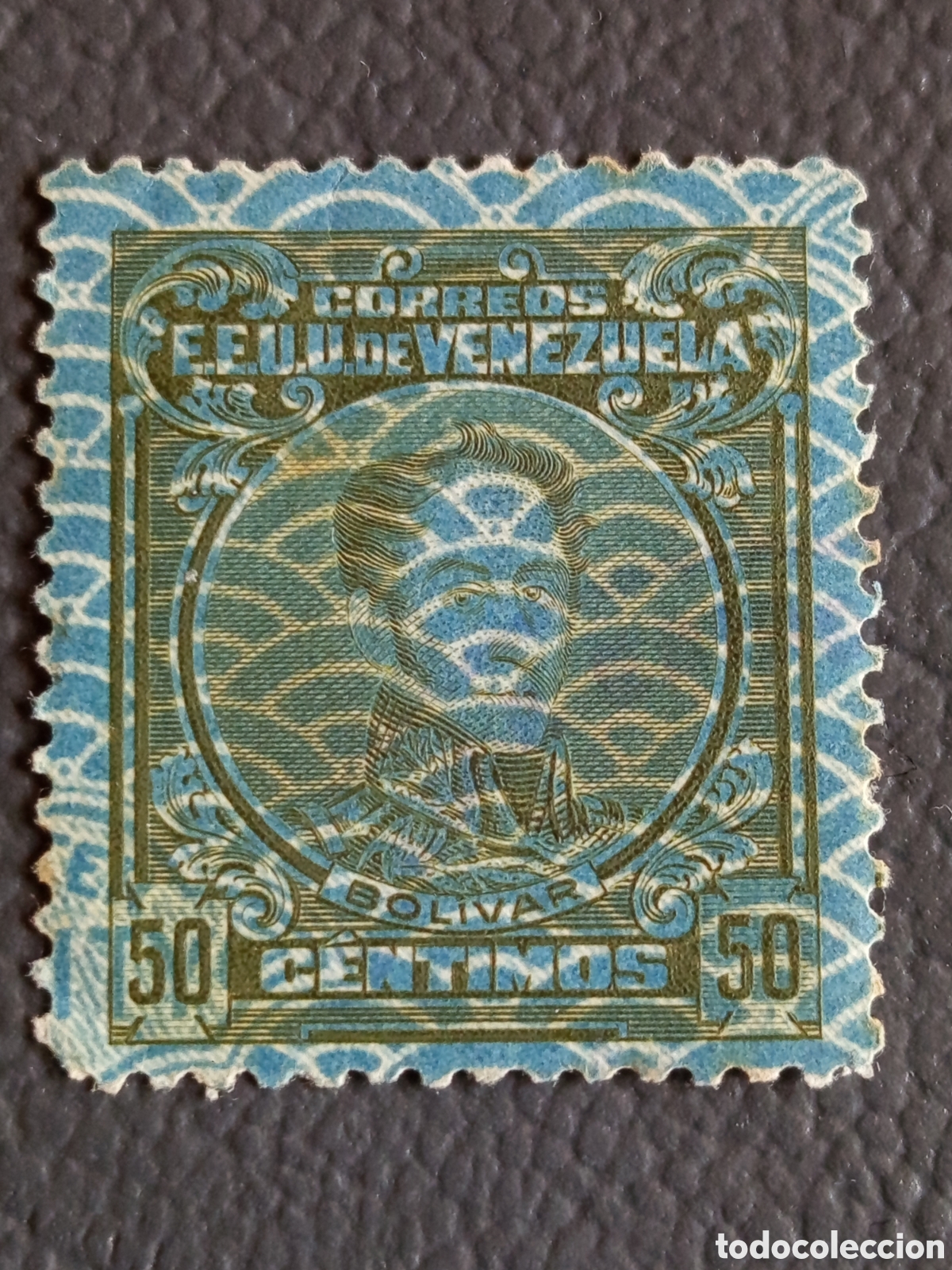 Stamps: Venezuela 1915 50c Bol&iacute;var bicolor verde/azul EE.UU. MH Scott 264