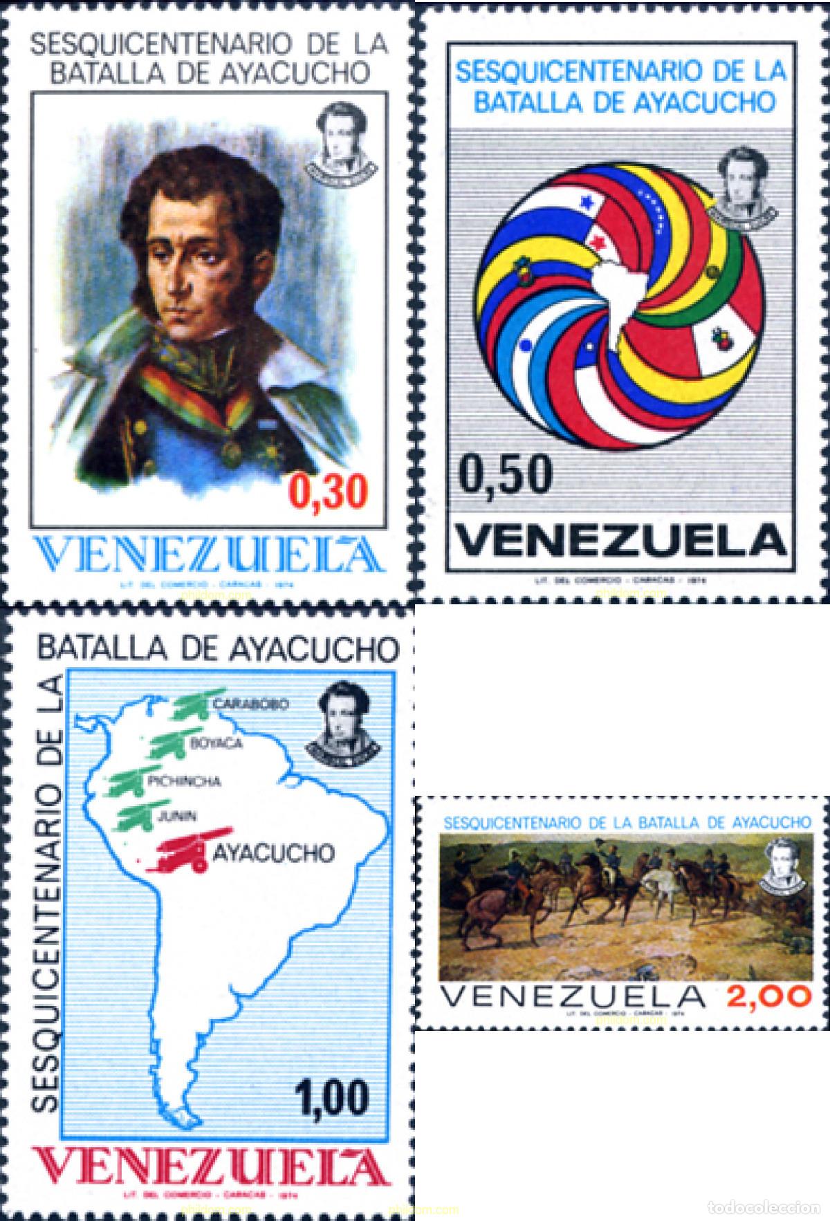 Sellos: 59943 MNH VENEZUELA 1974 150 ANIVERSARIO DE LA BATALLA DE AYACUCHO.