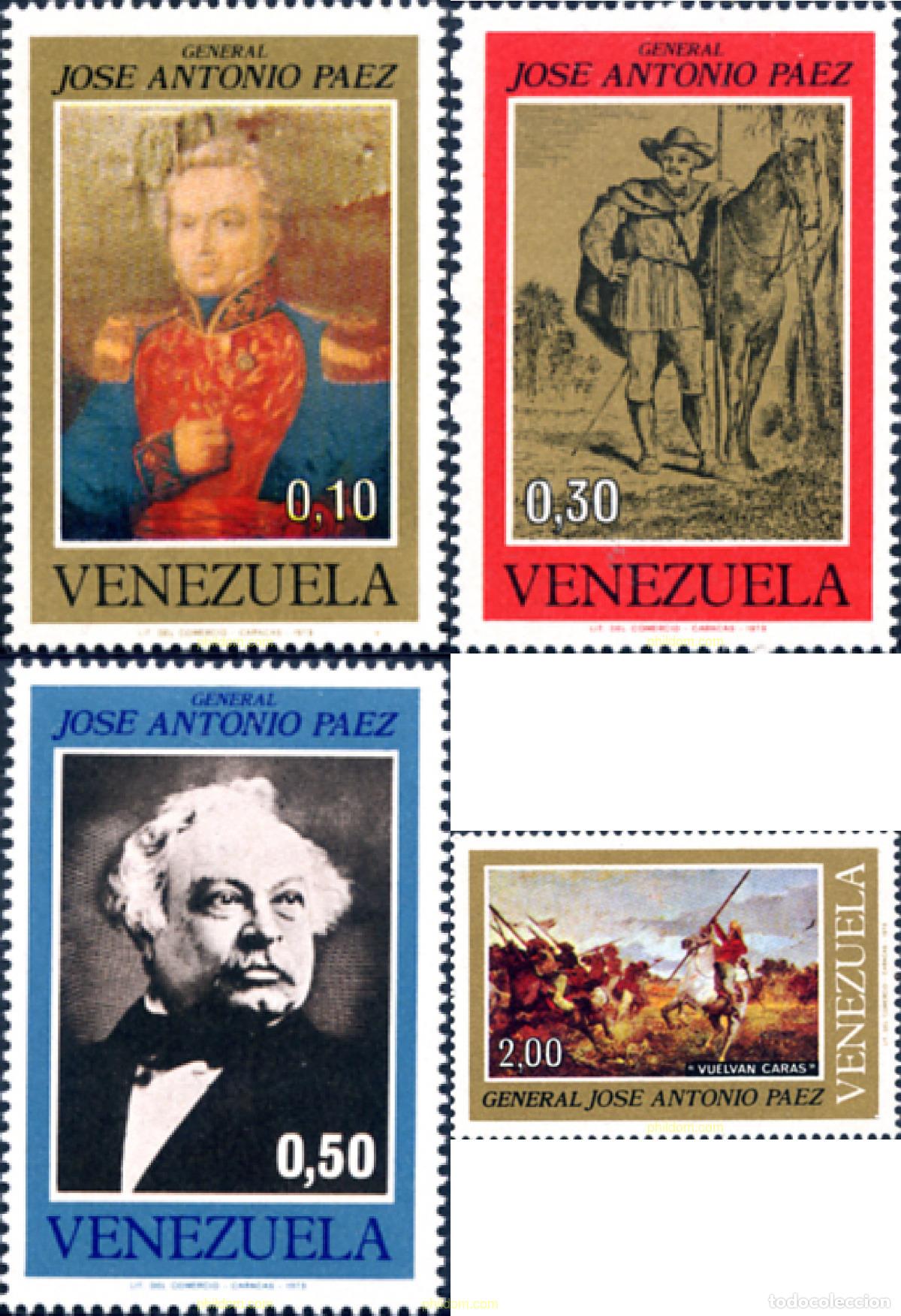 Sellos: 680412 MNH VENEZUELA 1973 CENTENARIO DE LA MUERTE DE JOSE ANTONIO PAEZ