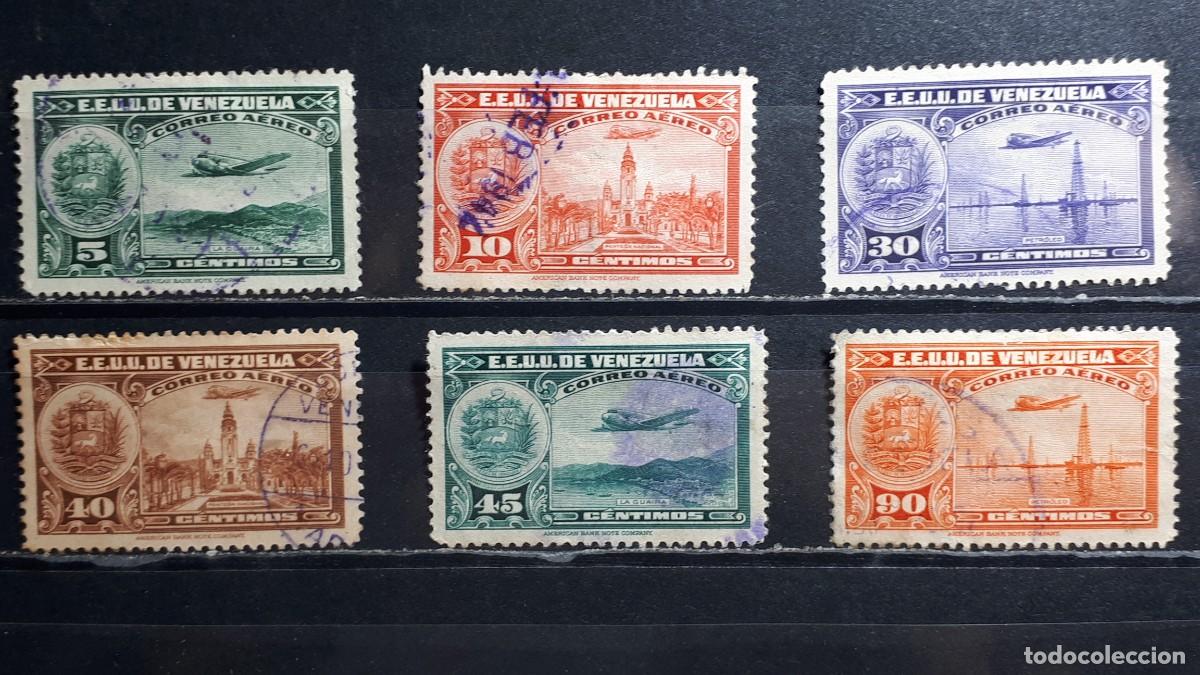 Sellos: VENEZUELA. A&Ntilde;O 1938. &deg;. YVERT A&eacute;reo 102/3, 106A/7A, 108A,