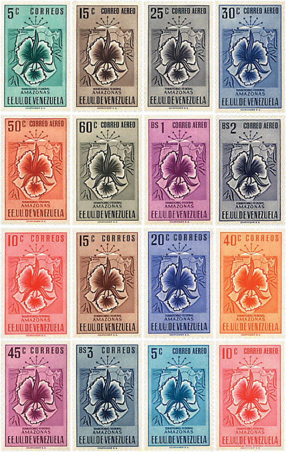 Sellos: 261504 HINGED VENEZUELA 1953 ESCUDOS DEL TERRITORIO FEDERAL DEL AMAZONAS