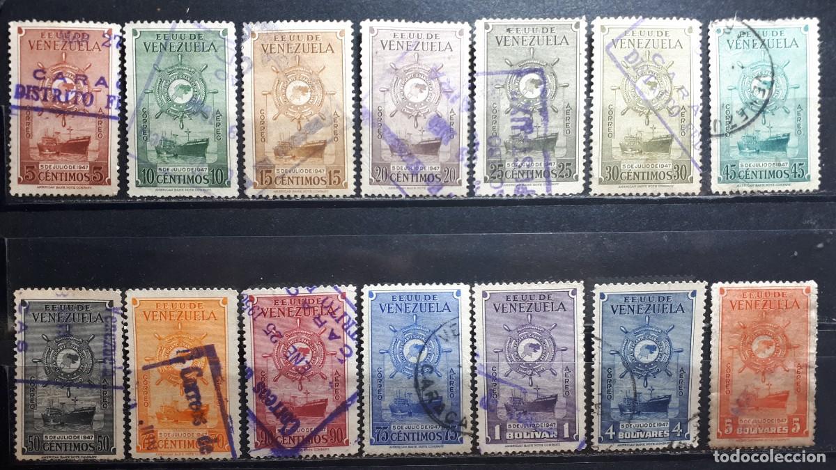 Sellos: VENEZUELA. A&Ntilde;O 1948-50. &deg;. Yvert A&eacute;reo 250/65, falta 262/5