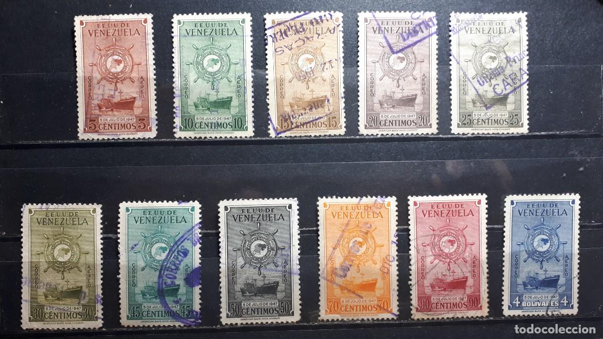 Timbres: VENEZUELA. A&Ntilde;O 1948-50. &deg;. Yvert A&eacute;reo 250/8, 260, 264.