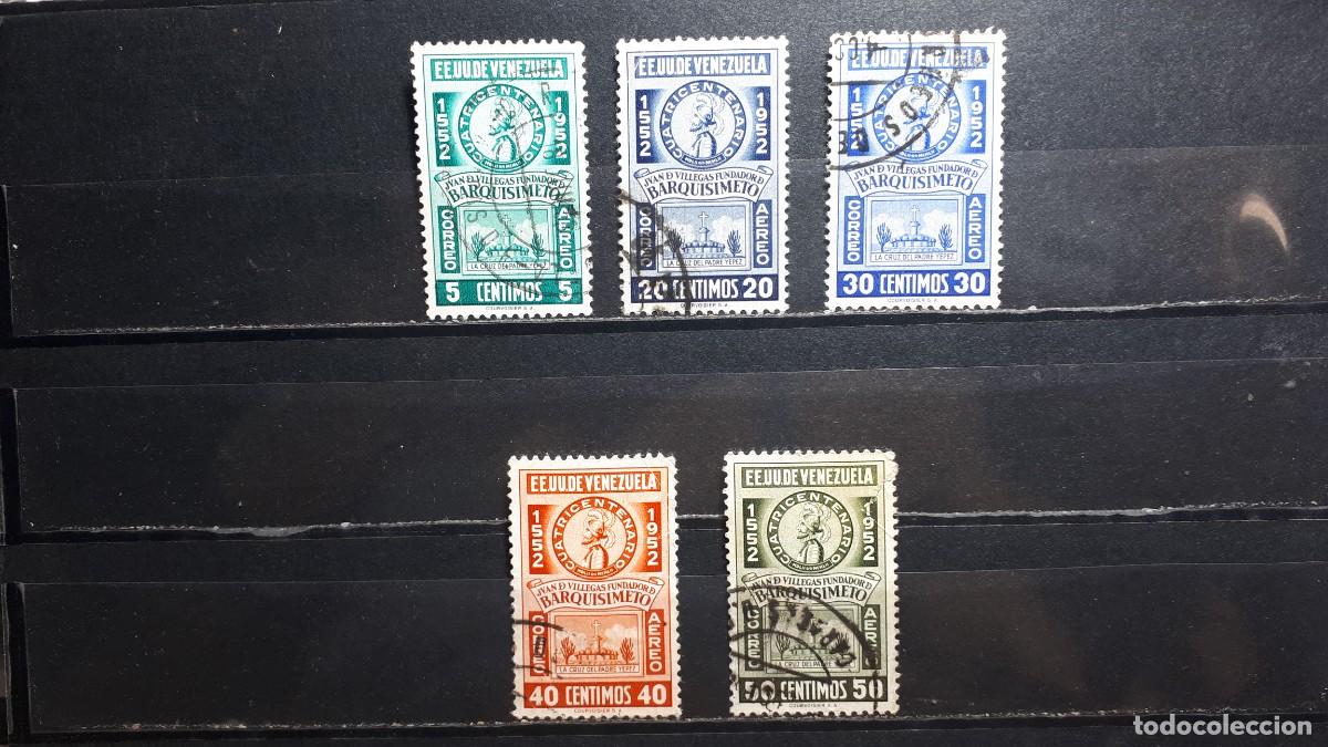 Sellos: VENEZUELA. A&Ntilde;O 1952. &deg;. Yvert A&eacute;reo, 372, 374, 376/8