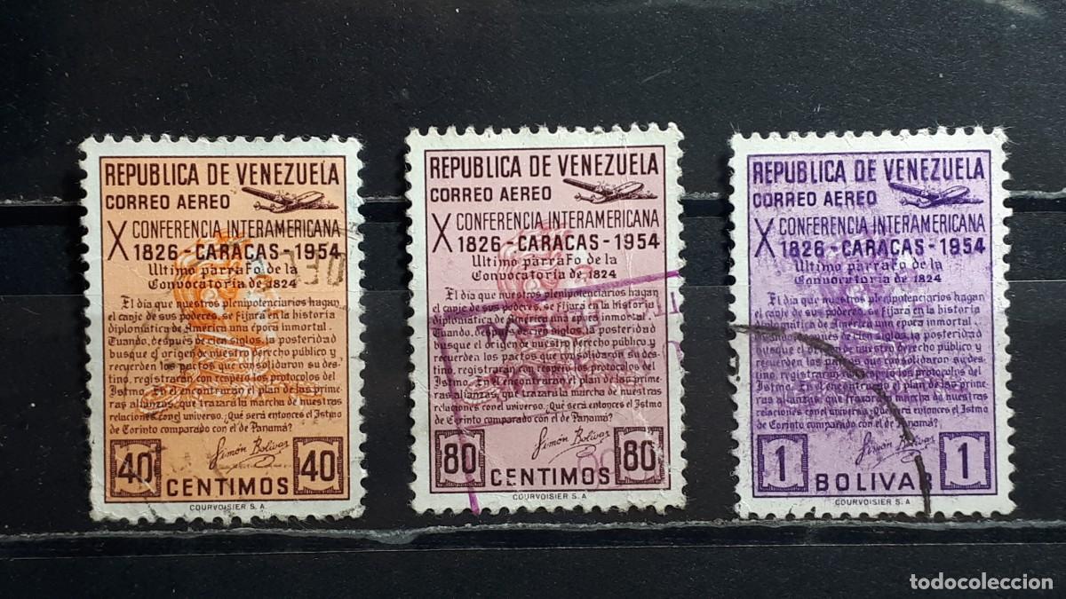 Sellos: VENEZUELA. A&Ntilde;O 1954.. &deg;. Yvert A&eacute;reo, 557, 559/60