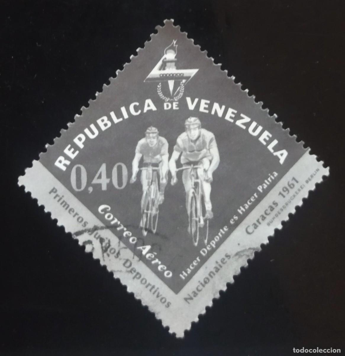 Sellos: VENEZUELA 1962 Primeros juegos deportivos nacionales. A&eacute;reo. USADO.