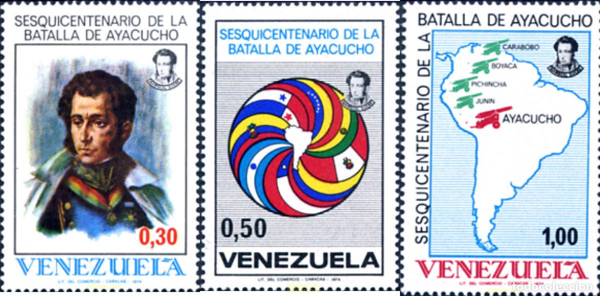 Sellos: 680418 MNH VENEZUELA 1974 150 ANIVERSARIO DE LA BATALLA DE AYACUCHO.