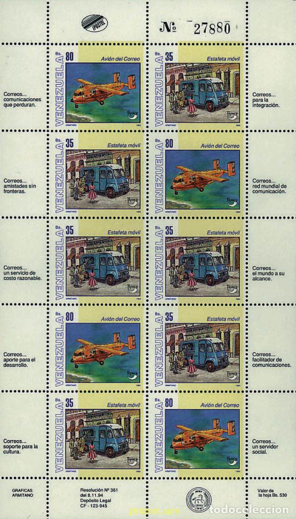 Sellos: 11675 MNH VENEZUELA 1995 AMERICA-UPAEP 1994 - TRANSPORTES POSTALES