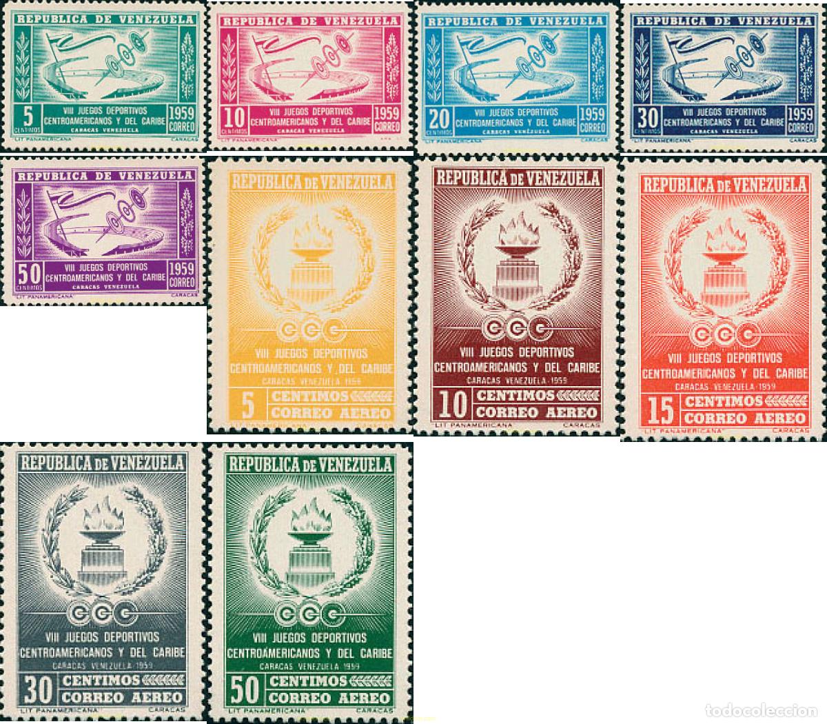 Sellos: 678952 HINGED VENEZUELA 1959 8 JUEGOS DEPORTIVOS CENTROAMERICANOS Y DEL CARIBE