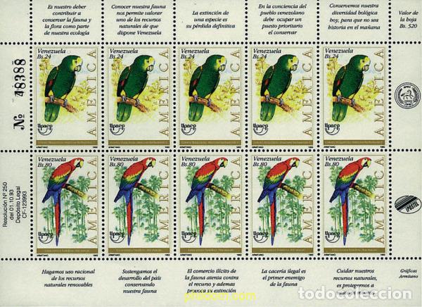 Sellos: 11673 MNH VENEZUELA 1993 AMERICA-UPAEP 1993 - FAUNA EN VIA DE EXTINCION