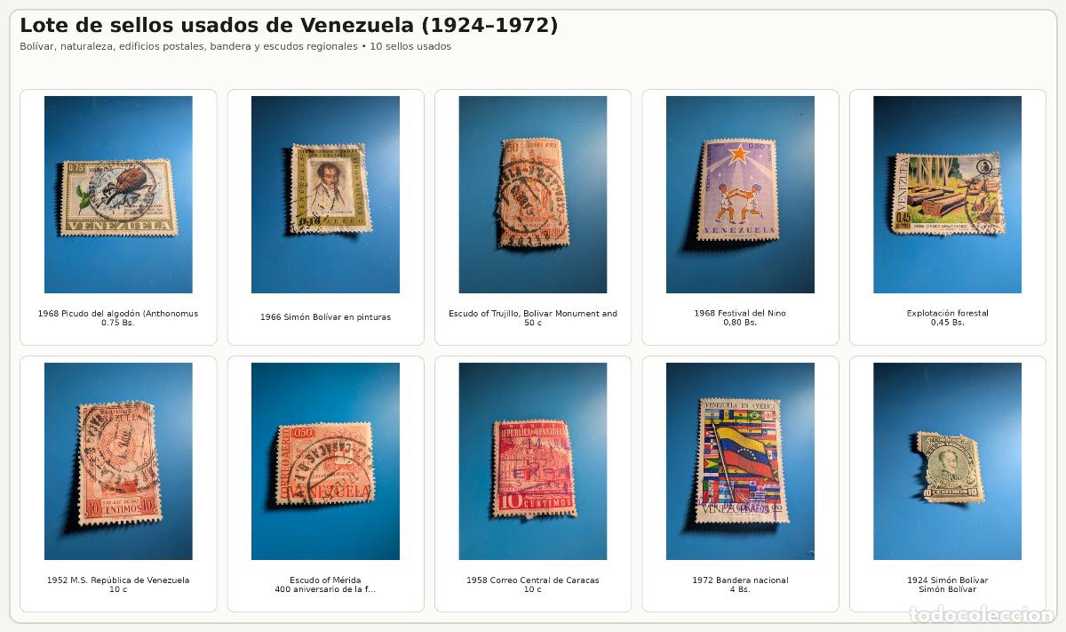 Sellos: Lote sellos usados Venezuela 1924-1972 | 10 uds