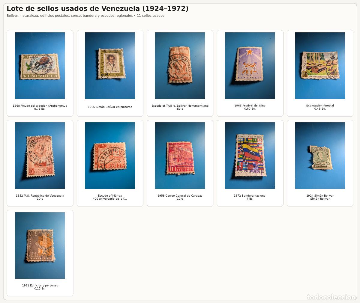 Sellos: Lote sellos usados Venezuela 1924-1972 | 11 uds