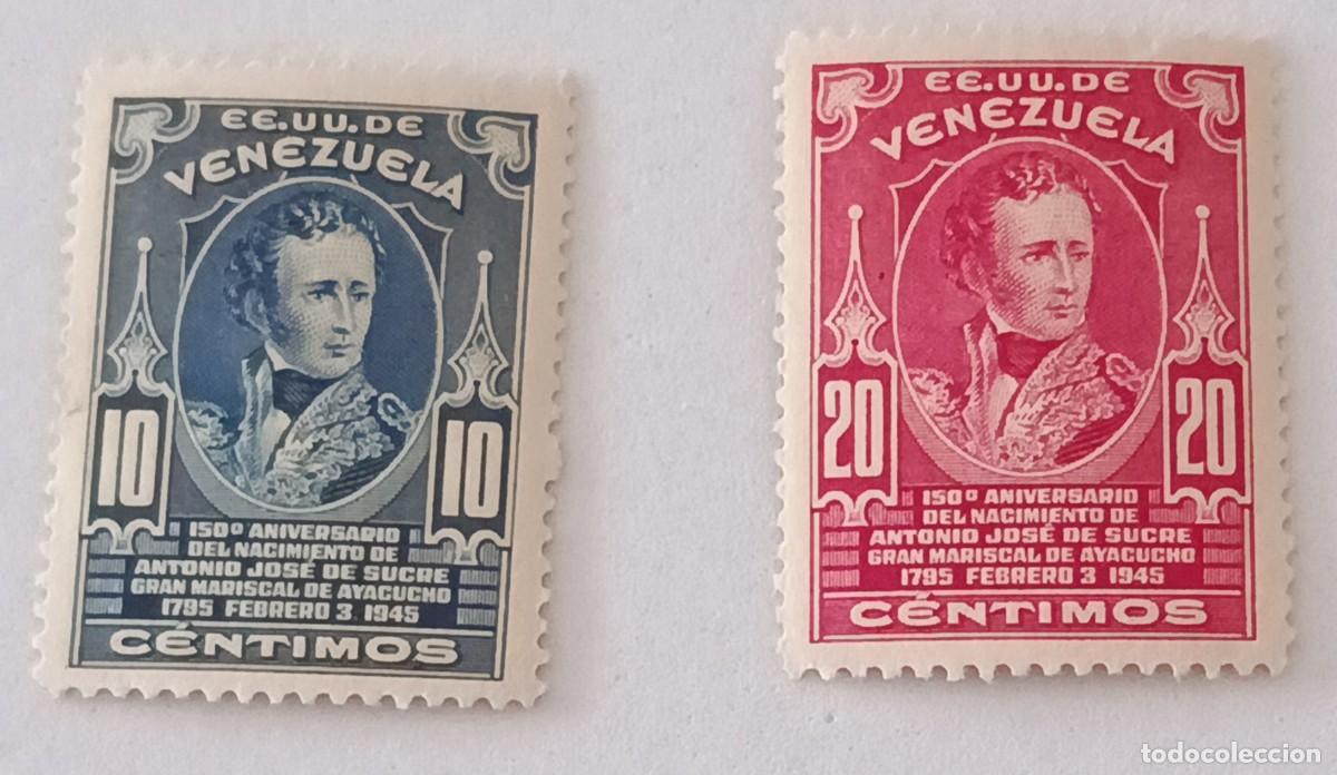 Sellos: Sellos Venezuela 1945. X Aniversario del nacimiento del general Antonio Jos&eacute; de Sucre, 1.795 - 1.830