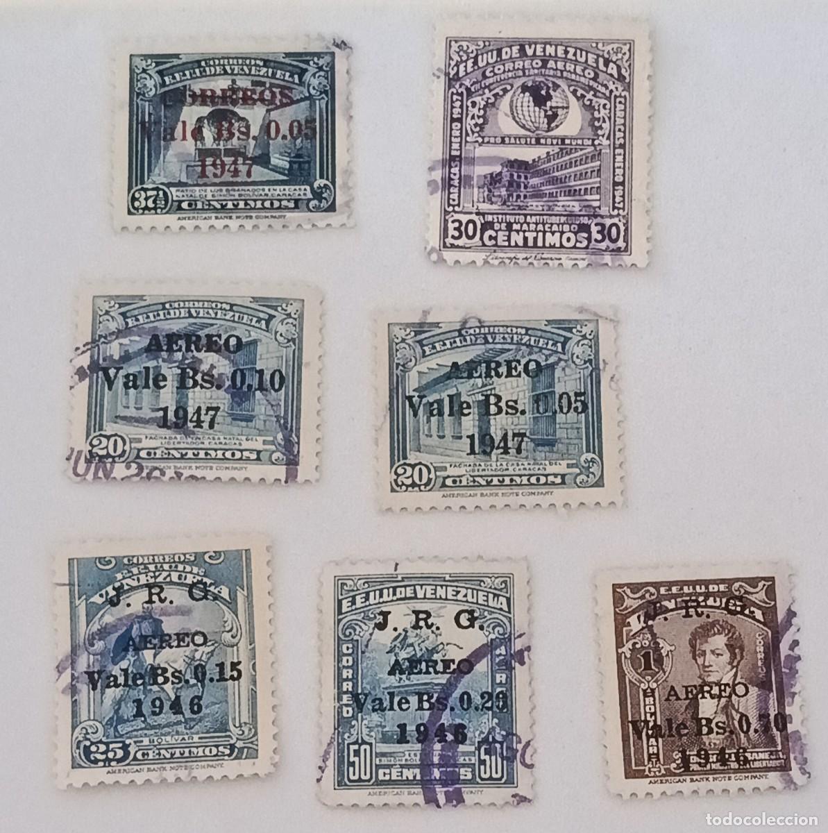 Sellos: Sellos Venezuela 1947. varias habilitaciones.