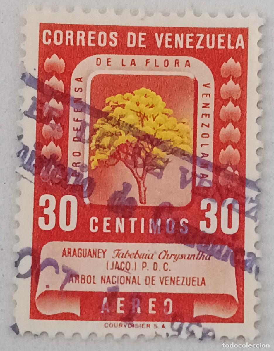 Sellos: Sellos Venezuela 1950. Protecci&oacute;n de la flora. Guayac&aacute;n amarillo. A&eacute;reos.