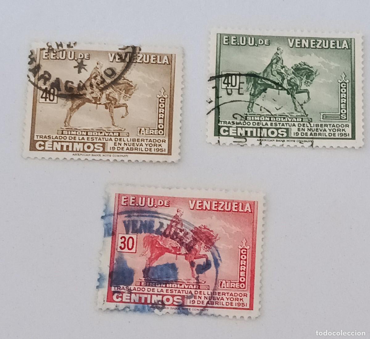 Sellos: Sellos Venezuela 1951.Traslado del monumento a Sim&oacute;n Bol&iacute;var de Caracas a Nueva York.
