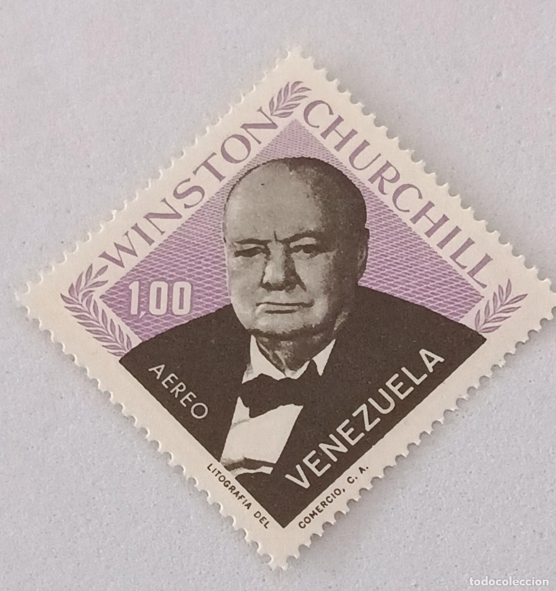 Sellos: Sellos Venezuela 1965 Homenaje al estadista Sir Winston Churchill, 1.874 - 1.965. A&eacute;reo.