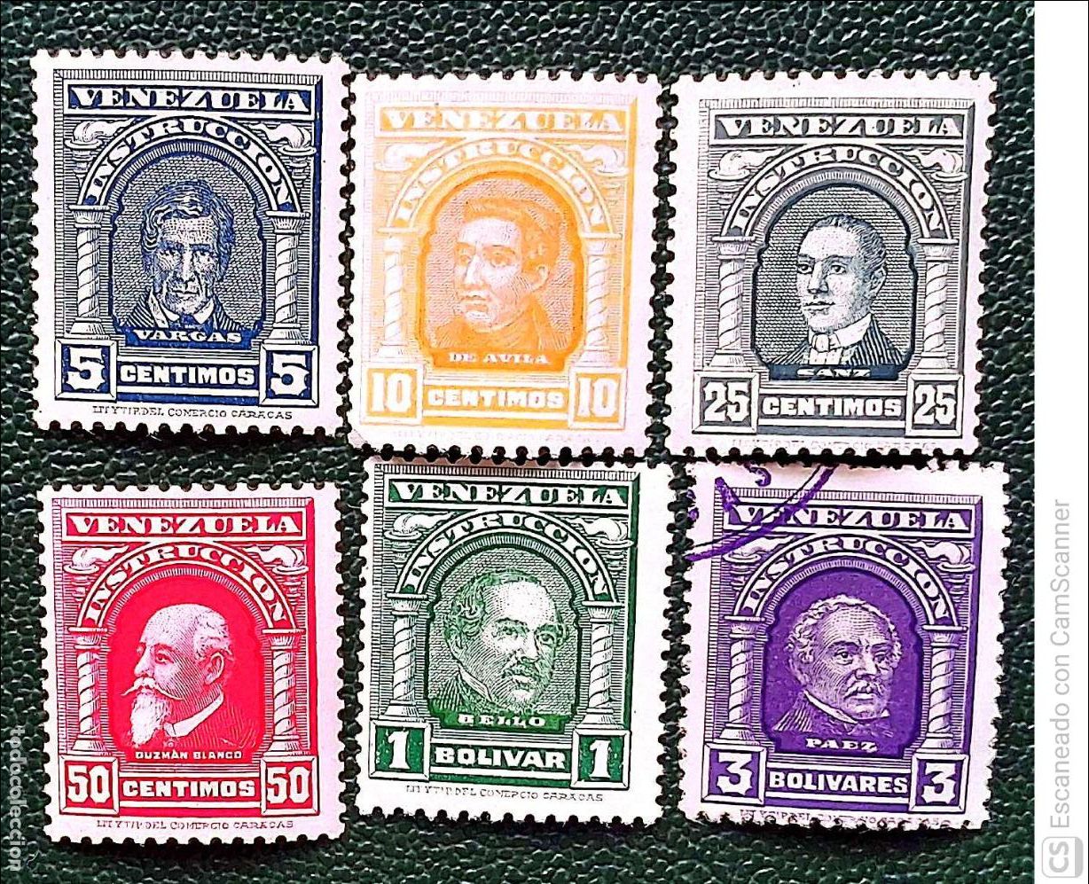 Sellos: Venezuela . Sellos Fiscales 108/112 y 114. 1911. Sellos nuevos y uno usado y numeraci&oacute;n Yvert.