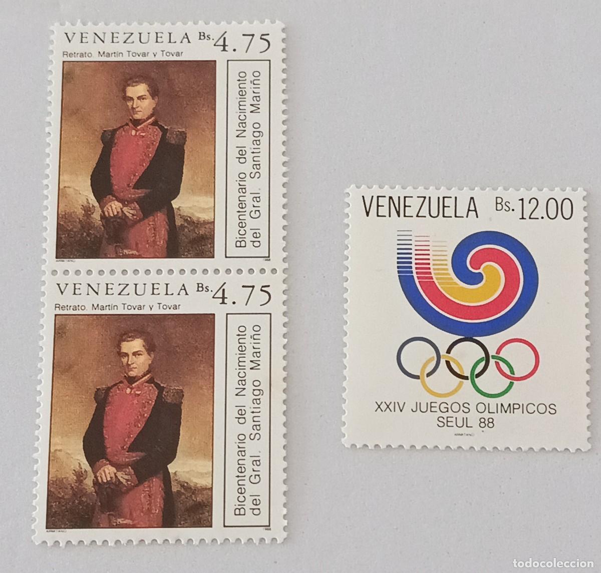 Sellos: Sellos Venezuela 1988, II nacimiento del general Santiago Marino y Olimpiada Se&uacute;l&acute;88