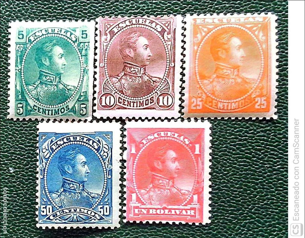 Sellos: Venezuela. Sellos Fiscales 33/37 Valores con cuadros variados. 1882. Sellos nuevos y numeraci&oacute;n Yver