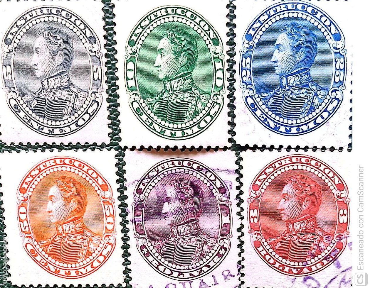 Sellos: Venezuela. Sellos Fiscales 60/65 Bol&iacute;var. 1893. Sellos nuevos y usados con numeraci&oacute;n Yvert.