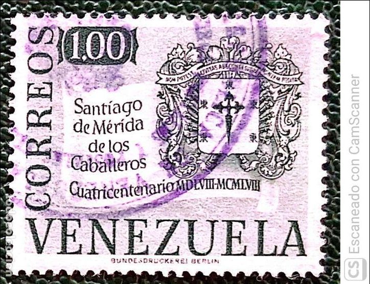 Sellos: Venezuela. 575 Aniversario de la ciudad de Santiago de M&eacute;rida de los Caballeros. 1958. Sellos usados