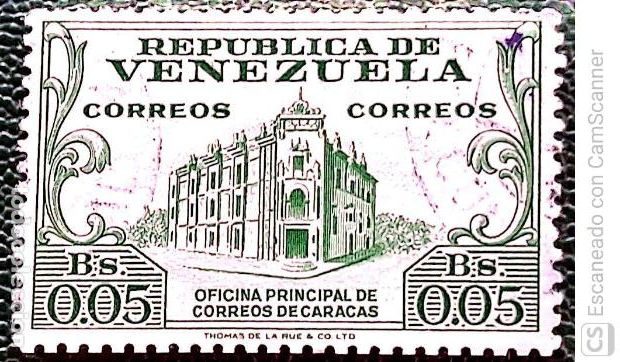 Sellos: Venezuela. 576 Central de Correos de Caracas. 1958. Sellos usados y numeraci&oacute;n Yvert.