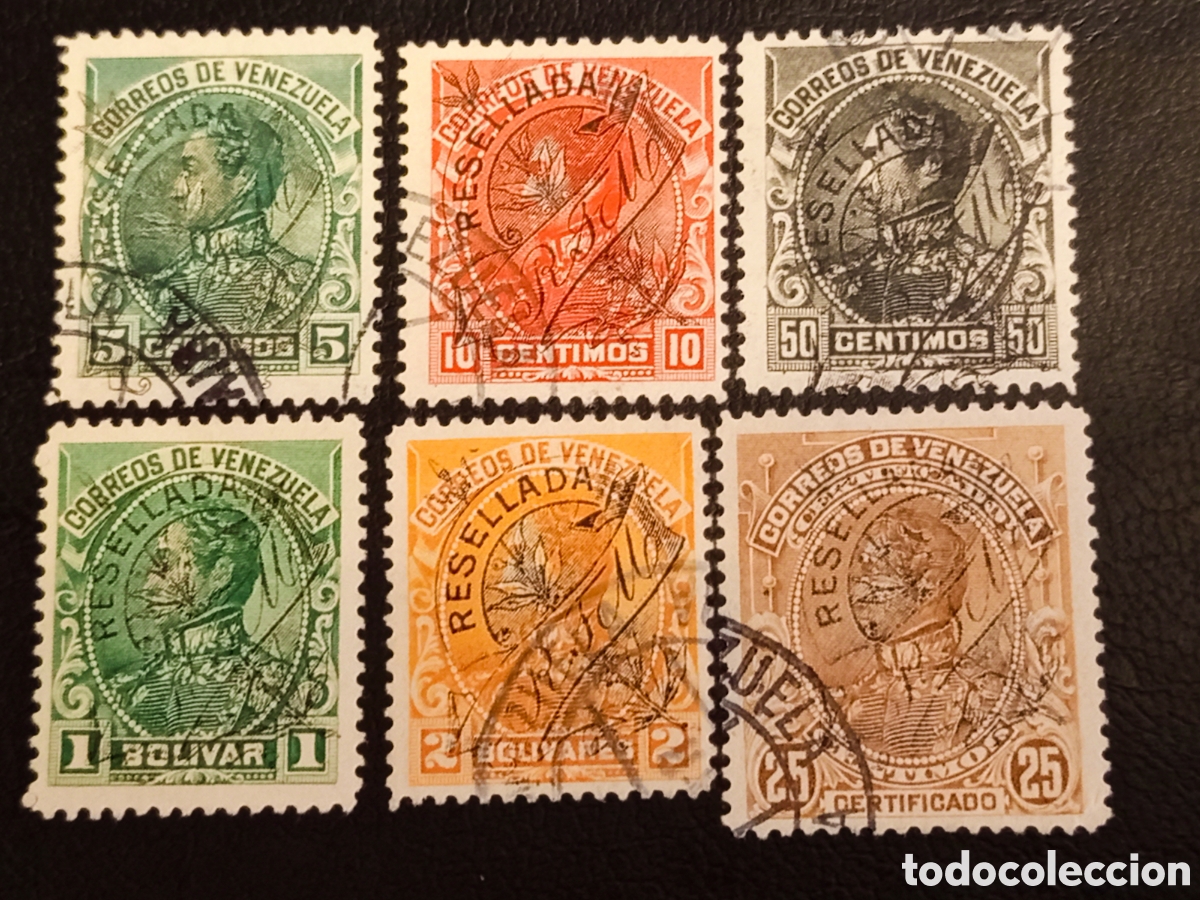 Sellos: Lote 6 Sellos Venezuela 1900 Resellada 5c a 2b - Cat Scott #150-155 Usados
