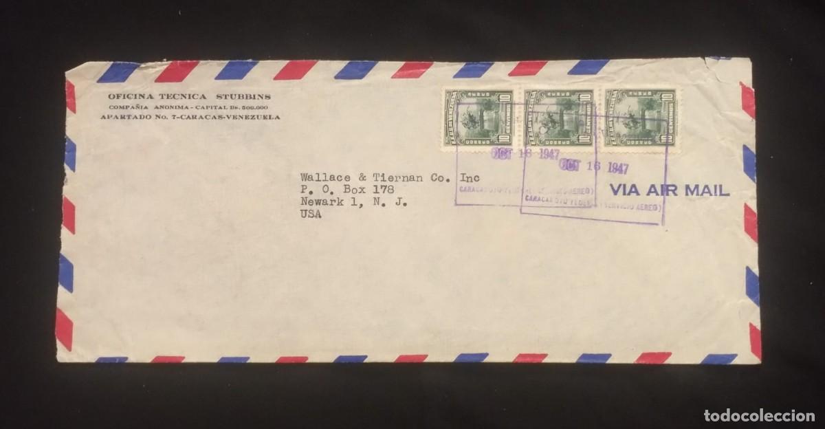 Sellos: TS) 1947 VENEZUELA, AIRMAIL,COVER SENT FROM CARACAS TO NEW JERSEY, USA, VF.