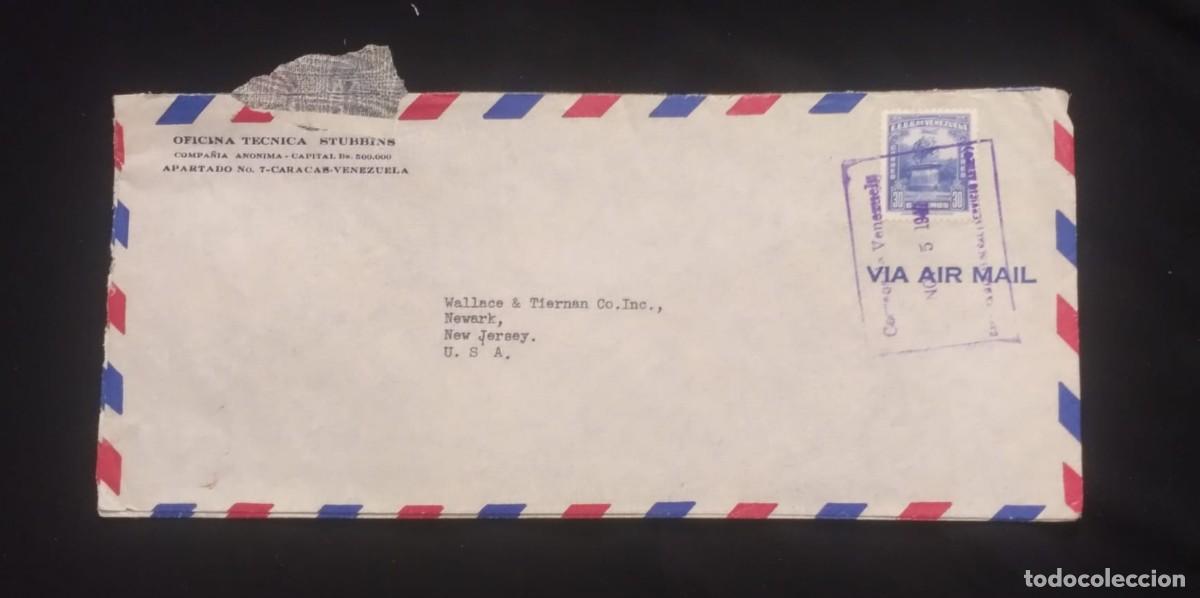 Sellos: TS) 1947 VENEZUELA, AIRMAIL,COVER SENT FROM CARACAS TO NEW JERSEY, USA, VF.