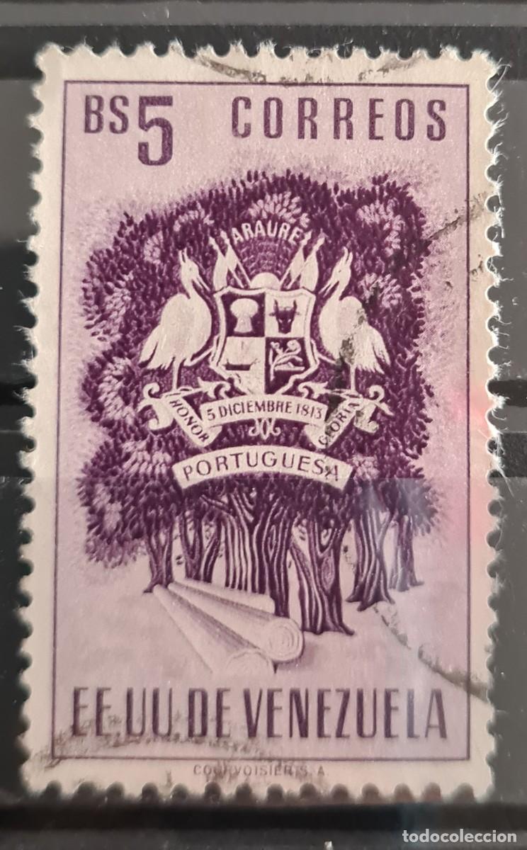 Sellos: Sello usado de Venezuela 1953: Escudos del Estado de Portuguesa